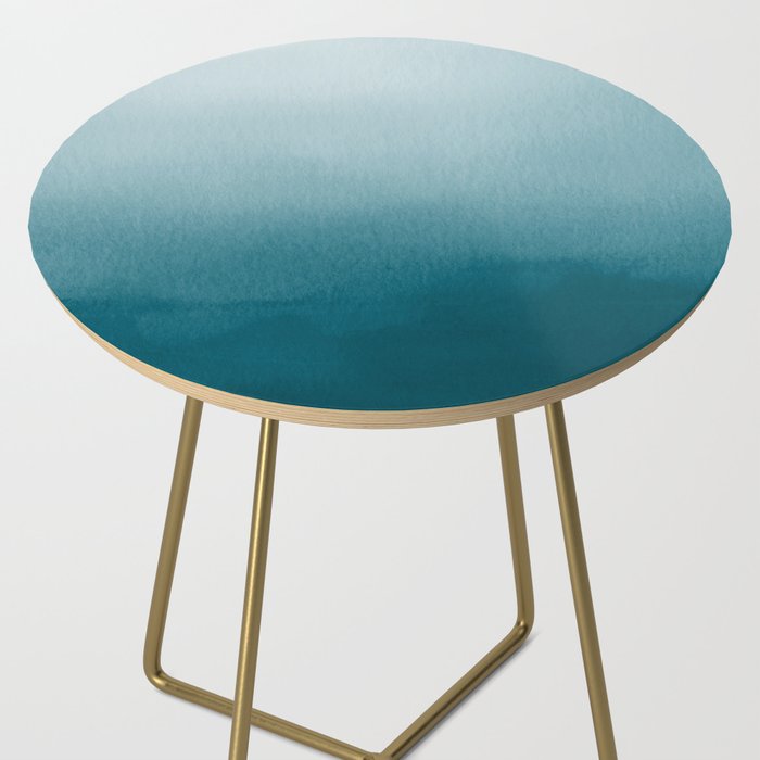 Tropical Dark Teal Inspired by Sherwin Williams 2020 Trending Color Oceanside SW6496 Watercolor Ombre Gradient Blend Abstract Art Side Table Gallery Image 2