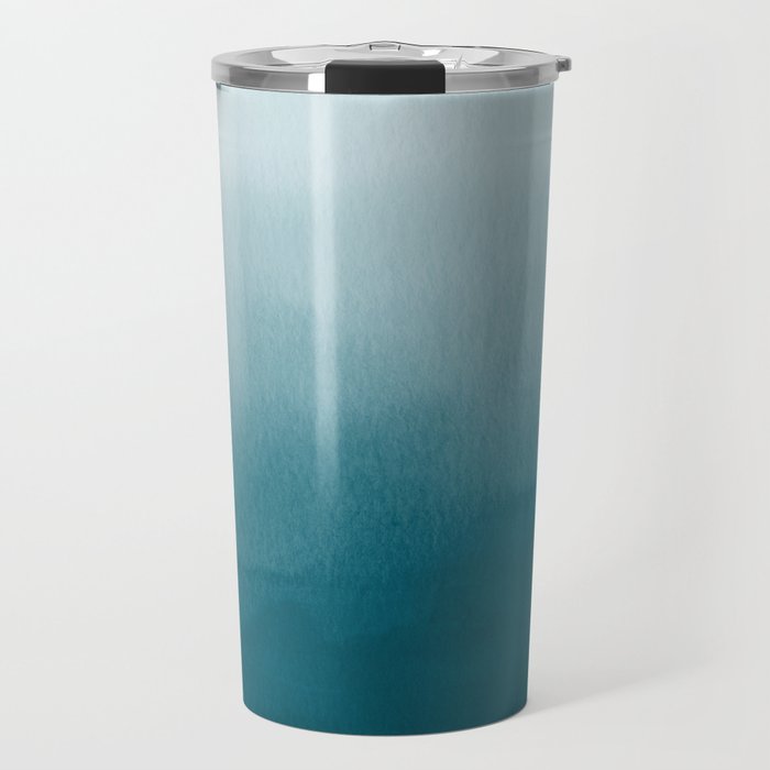 Tropical Dark Teal Inspired by Sherwin Williams 2020 Trending Color Oceanside SW6496 Watercolor Ombre Gradient Blend Abstract Art Travel Mug Gallery Image 1