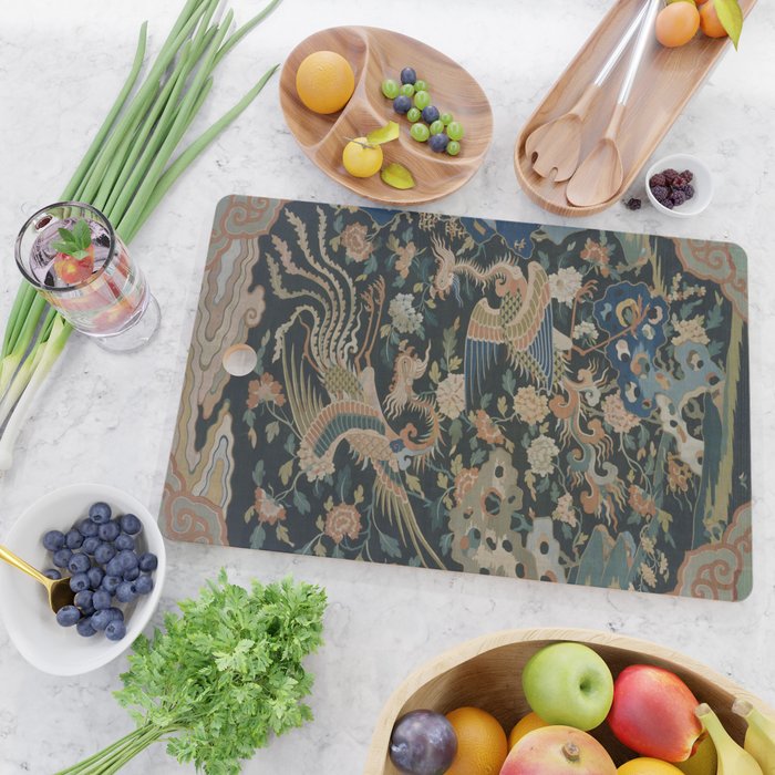 Antique 17th Century Phoenixes Chinese Qing Dynasty Tapestry Cutting Board Gallery Image 2