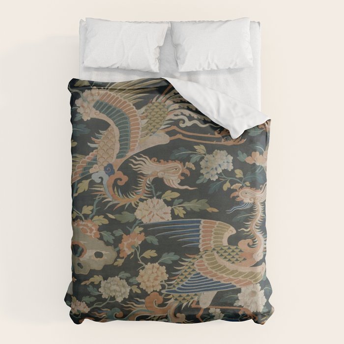 Antique 17th Century Phoenixes Chinese Qing Dynasty Tapestry Duvet Cover Gallery Image 6