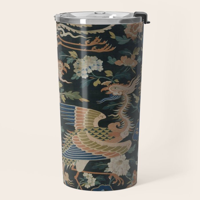 Antique 17th Century Phoenixes Chinese Qing Dynasty Tapestry Travel Mug Gallery Image 2