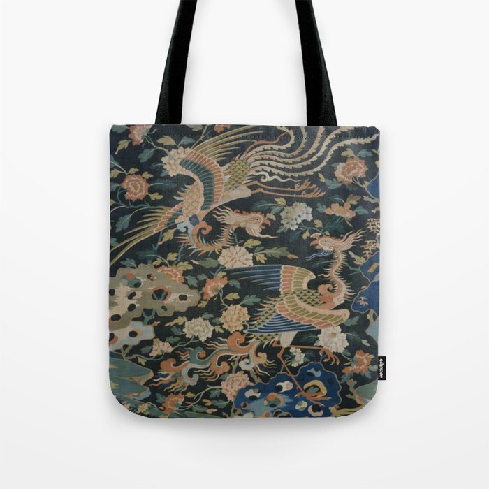 Antique 17th Century Phoenixes Chinese Qing Dynasty Tapestry Tote Bag Gallery Image 1