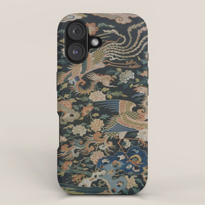 Antique 17th Century Phoenixes Chinese Qing Dynasty Tapestry iPhone Case Gallery Image 1