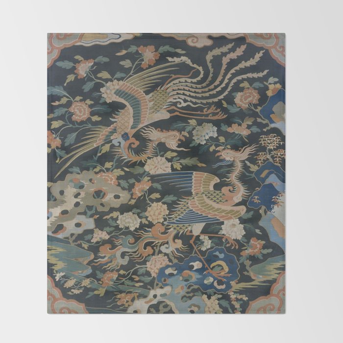 Antique 17th Century Phoenixes Chinese Qing Dynasty Tapestry Throw Blanket Gallery Image 2