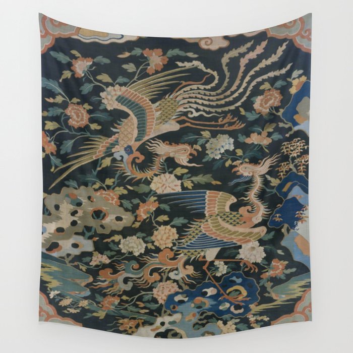 Antique 17th Century Phoenixes Chinese Qing Dynasty Tapestry Wall Tapestry Gallery Image 4