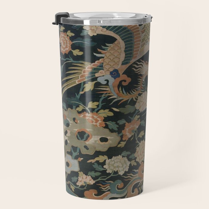 Antique 17th Century Phoenixes Chinese Qing Dynasty Tapestry Travel Mug Gallery Image 3