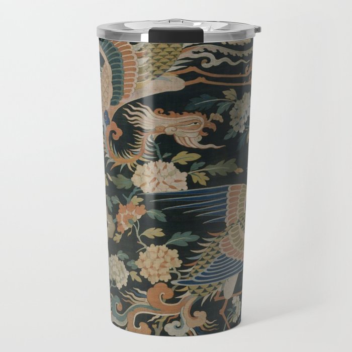 Antique 17th Century Phoenixes Chinese Qing Dynasty Tapestry Travel Mug Gallery Image 1