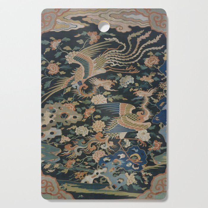 Antique 17th Century Phoenixes Chinese Qing Dynasty Tapestry Cutting Board Gallery Image 1