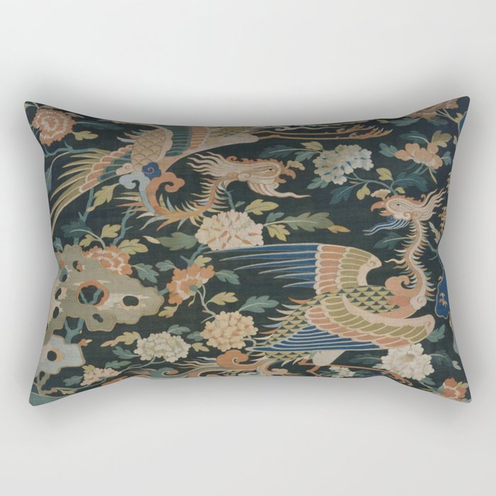Antique 17th Century Phoenixes Chinese Qing Dynasty Tapestry Rectangular Pillow Gallery Image 1