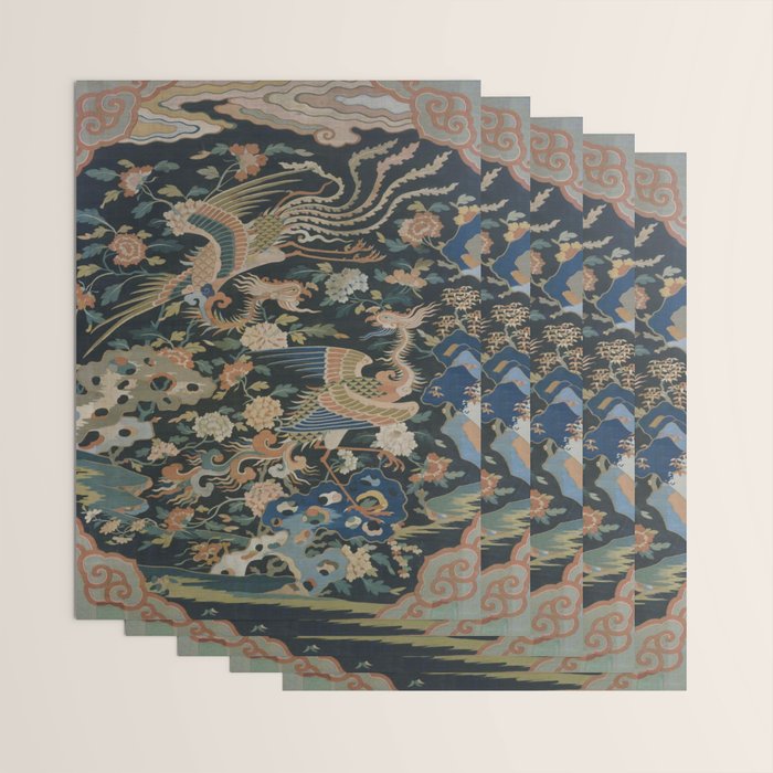 Antique 17th Century Phoenixes Chinese Qing Dynasty Tapestry Wrapping Paper Gallery Image 3