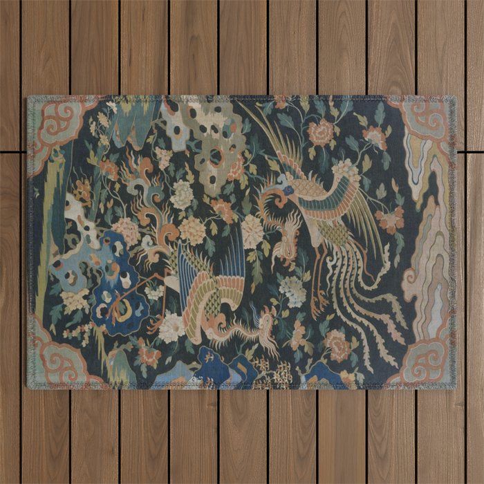Antique 17th Century Phoenixes Chinese Qing Dynasty Tapestry Outdoor Rug Gallery Image 1