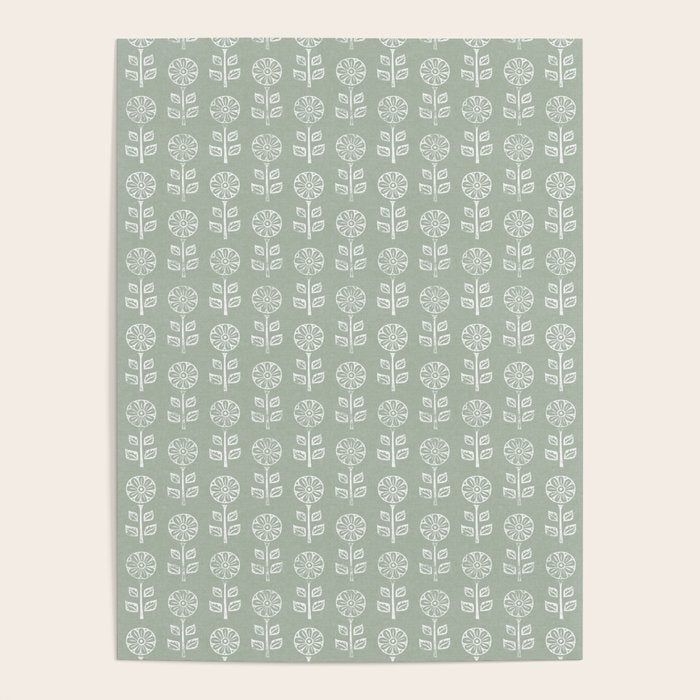 block print floral - sage Poster Gallery Image 4
