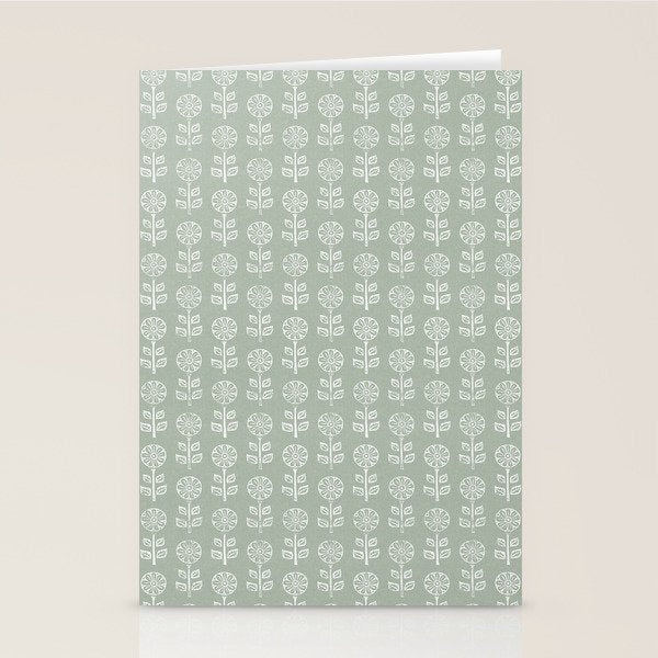 block print floral - sage Stationery Card Gallery Image 1