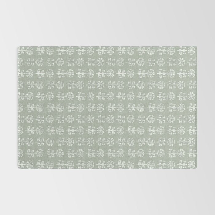 block print floral - sage Rug Gallery Image 2