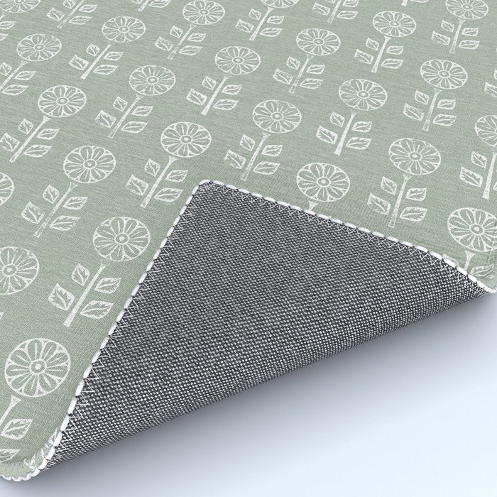 block print floral - sage Rug Gallery Image 4
