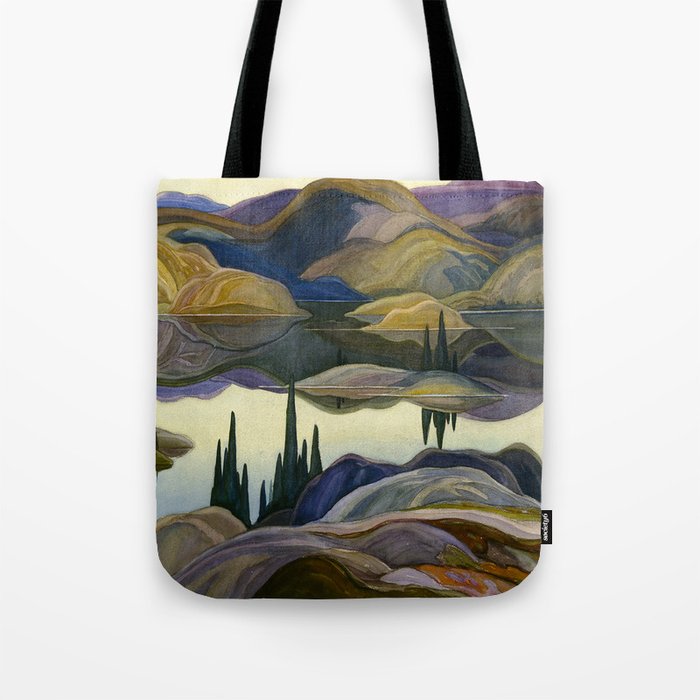 Canadian Landscape Franklin Carmichael Art Nouveau Post-Impressionism Mirror Lake Tote Bag Gallery Image 1