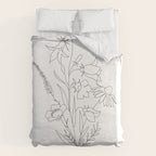 Small Wildflowers Minimalist Line Art Duvet Cover Gallery Image 6
