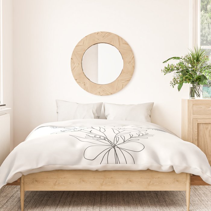 Small Wildflowers Minimalist Line Art Duvet Cover Gallery Image 3
