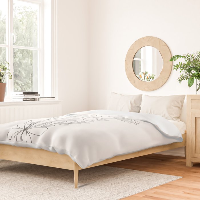 Small Wildflowers Minimalist Line Art Duvet Cover Gallery Image 2