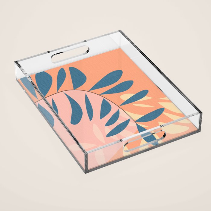 Abstract Blue Branch Acrylic Tray Gallery Image 1