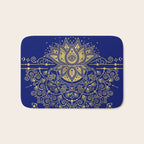 Sacred Lotus Mandala - Navy & Gold Palette Bath Mat Gallery Image 1