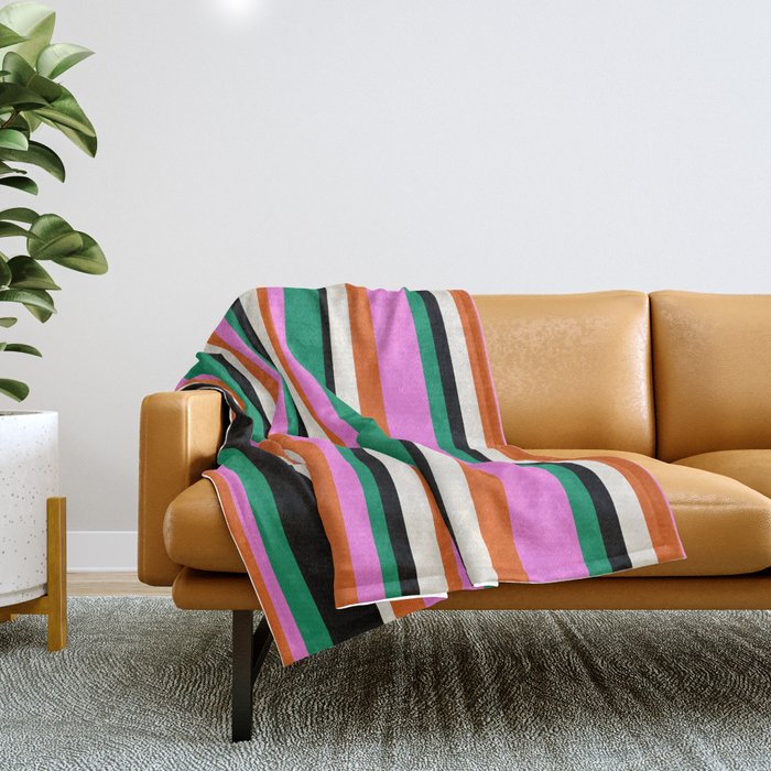 Classic Stripes XIV - Bold Retro Throw Blanket Gallery Image 1