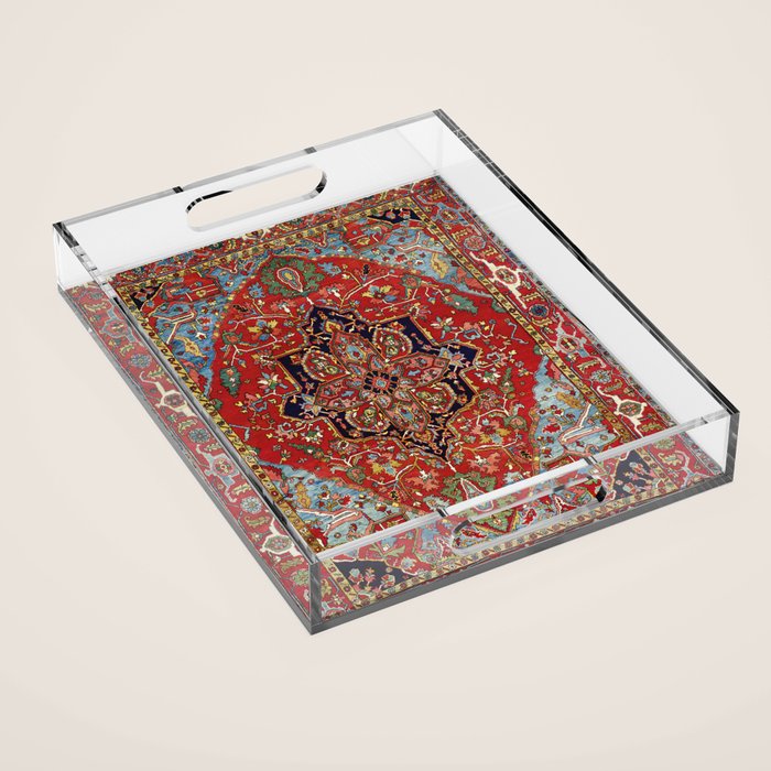 Heriz  Antique Persian Rug Print Acrylic Tray Gallery Image 1