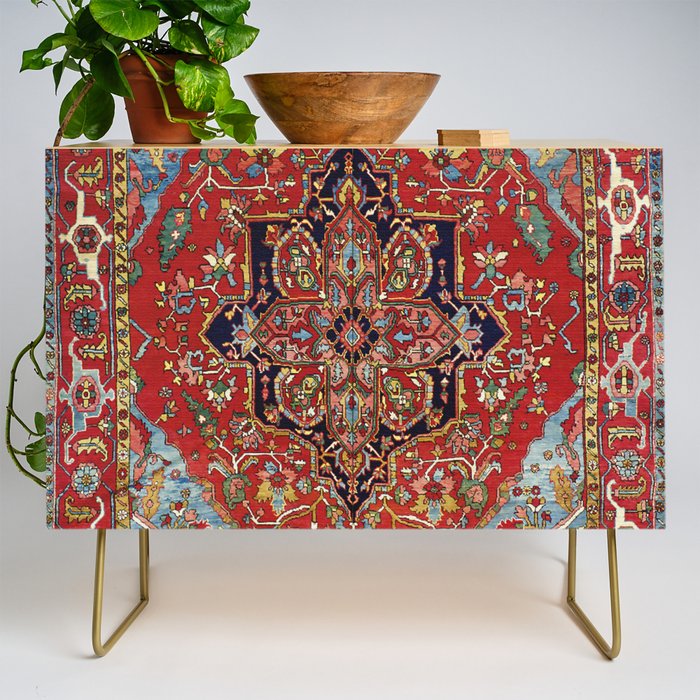 Heriz  Antique Persian Rug Print Credenza Gallery Image 1