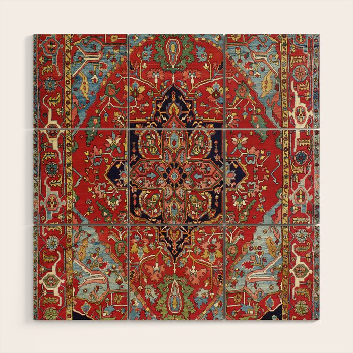 Heriz  Antique Persian Rug Print Wood Wall Art Gallery Image 1
