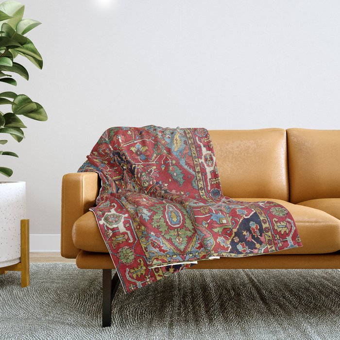 Heriz  Antique Persian Rug Print Throw Blanket Gallery Image 1