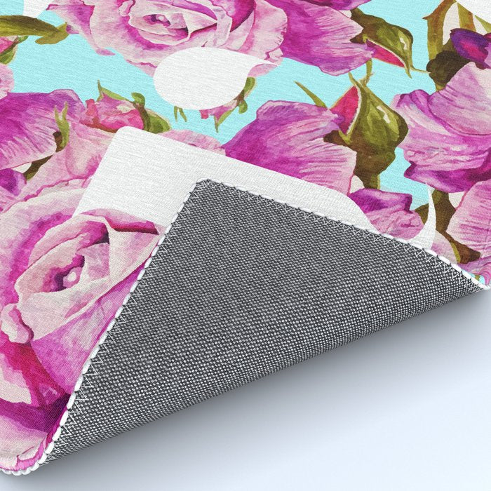 Love, Floral Typography Valentine's Graphic Design, Eclectic Modern Boho Botanical Rose Illustration Rug Gallery Image 4