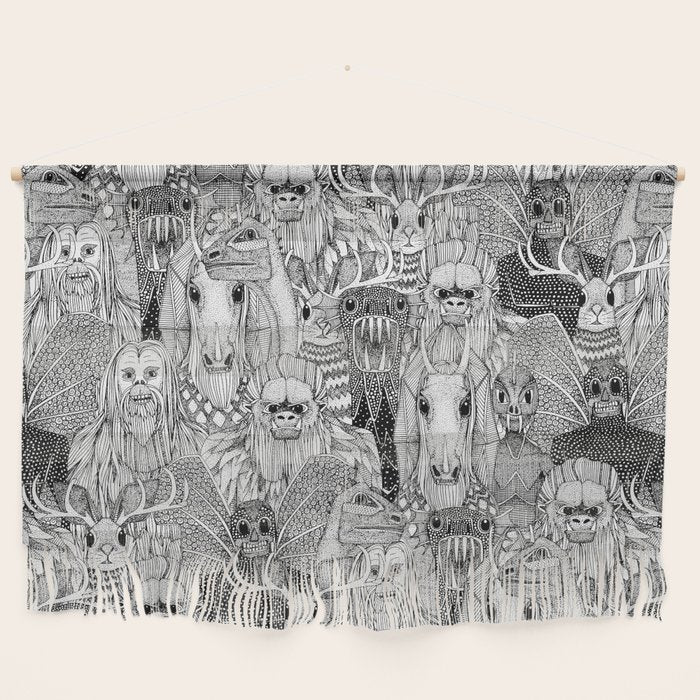 cryptid crowd black white Wall Hanging Gallery Image 1