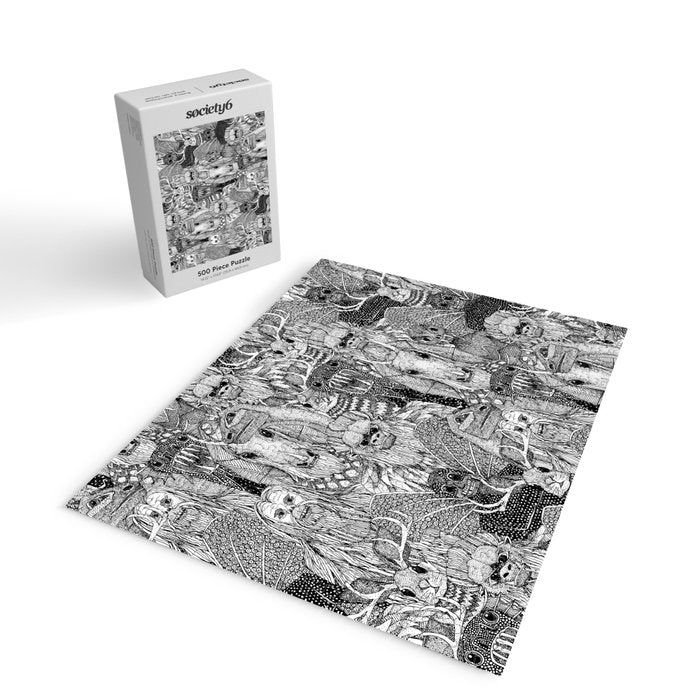 cryptid crowd black white Jigsaw Puzzle Gallery Image 2