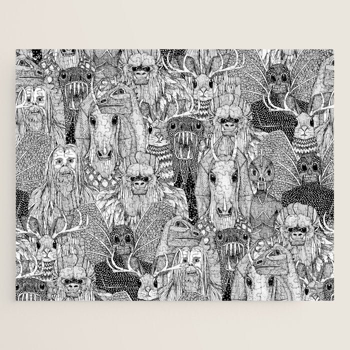 cryptid crowd black white Jigsaw Puzzle Gallery Image 1