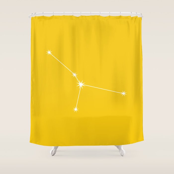 Cancer Zodiac Star Constellation Line Art Bright Yellow Shower Curtain Gallery Image 1
