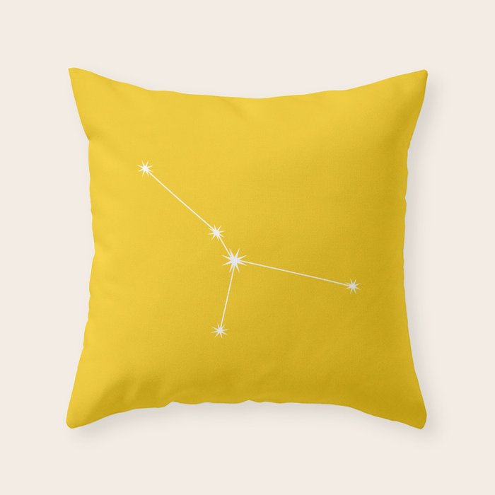 Cancer Zodiac Star Constellation Line Art Bright Yellow Throw Pillow Gallery Image 6