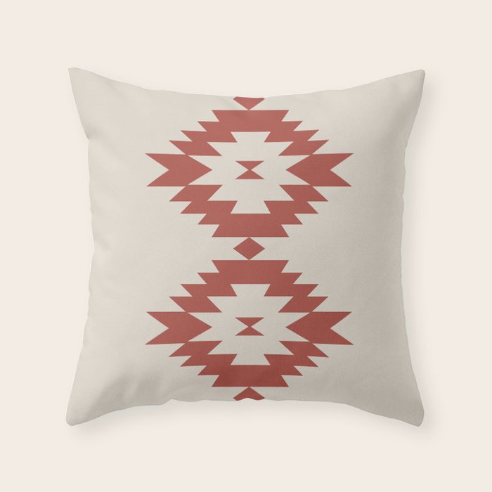 Southwestern Minimalism - Red Neutral Beige Throw Pillow Gallery Image 1