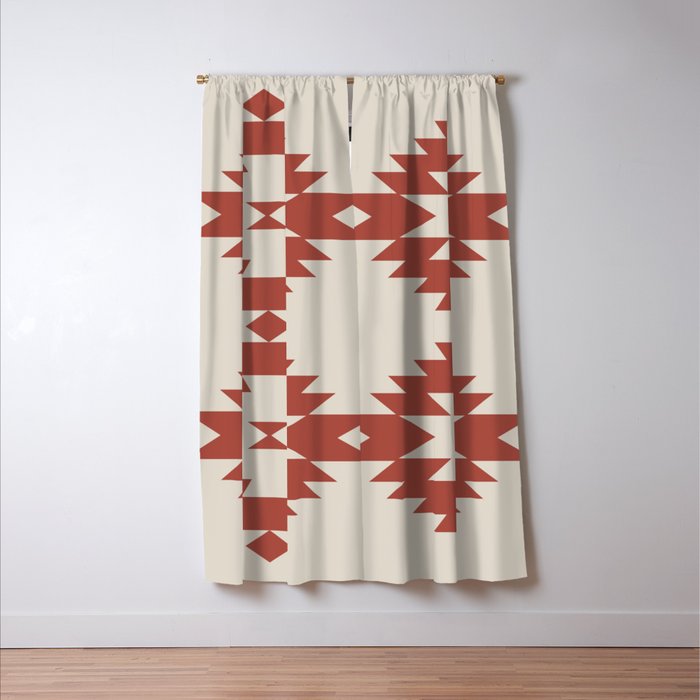 Southwestern Minimalism - Red Neutral Beige Window Curtain Gallery Image 3