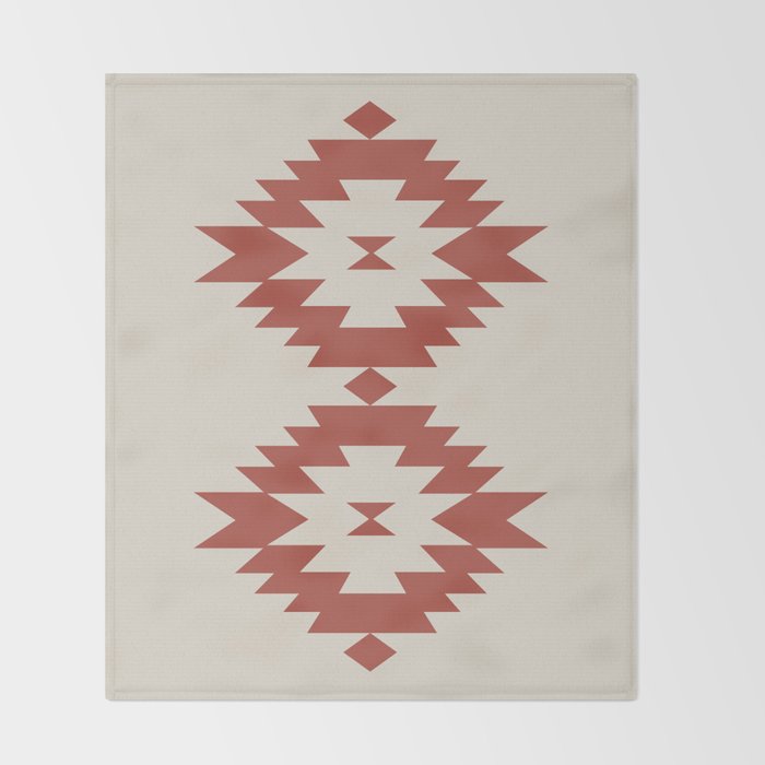 Southwestern Minimalism - Red Neutral Beige Throw Blanket Gallery Image 2
