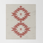 Southwestern Minimalism - Red Neutral Beige Throw Blanket Gallery Image 2