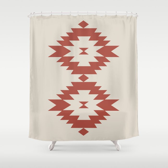 Southwestern Minimalism - Red Neutral Beige Shower Curtain Gallery Image 1