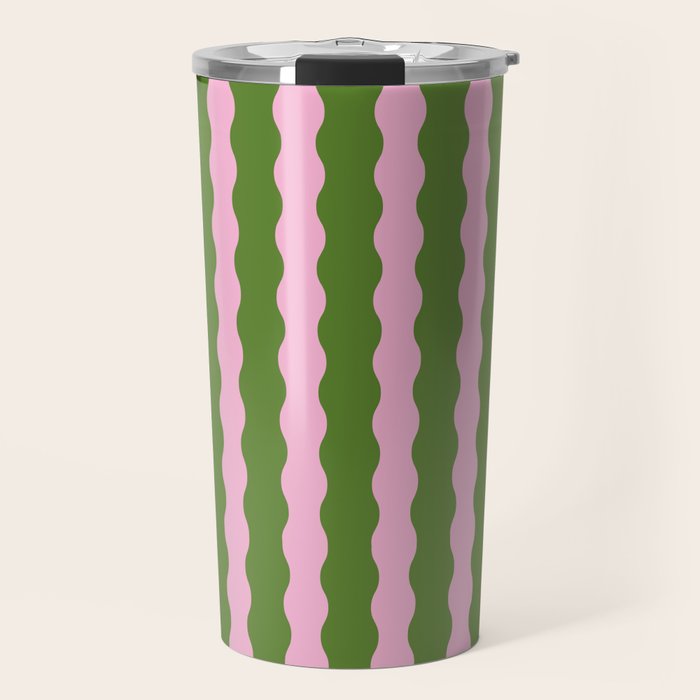 Wavy Retro Striped Pattern Travel Mug Gallery Image 1