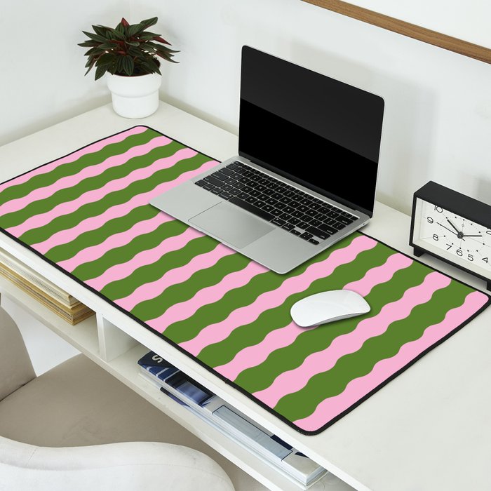 Wavy Retro Striped Pattern Desk Mat Gallery Image 2