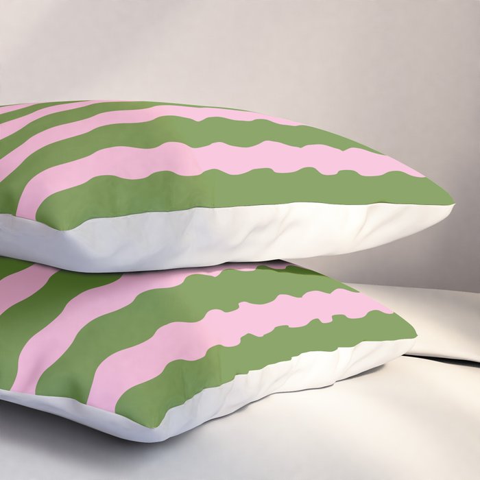 Wavy Retro Striped Pattern Pillow Sham Gallery Image 3