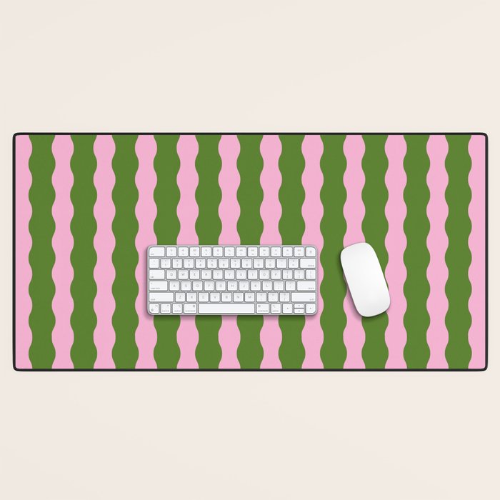 Wavy Retro Striped Pattern Desk Mat Gallery Image 1