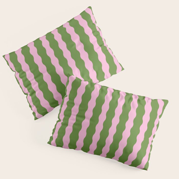 Wavy Retro Striped Pattern Pillow Sham Gallery Image 1