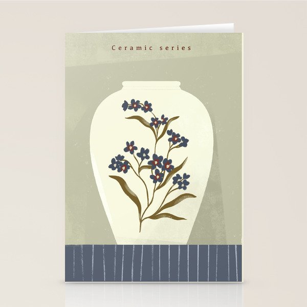 white ceramic jug with floral ornament  Stationery Card Gallery Image 2