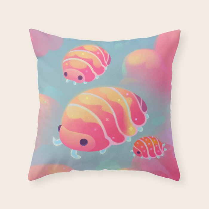 Cloud isopod - sunset Throw Pillow Gallery Image 6