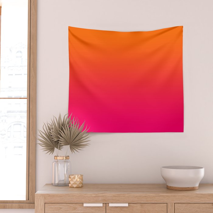 Bright Orange and Pink Gradient Wall Tapestry Gallery Image 2