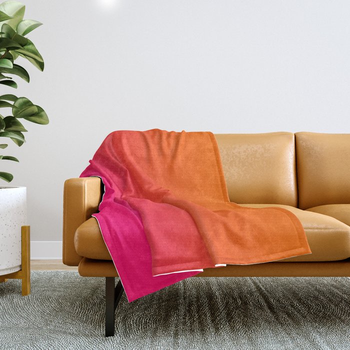 Bright Orange and Pink Gradient Throw Blanket Gallery Image 1